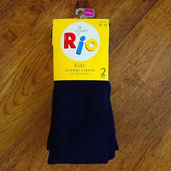 Size 10/12 Rio: Two-Pack Navy School Tights NOS