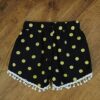 Size 3/4 Black Shorts with Gold Polka Dots & Pompom Fringing EUC - Image 2