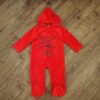 Size 1 Mango 'Cuddles' Red Coral Fleece Hooded Sleepsuit EUC - Image 2