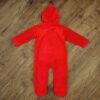 Size 1 Mango 'Cuddles' Red Coral Fleece Hooded Sleepsuit EUC - Image 3