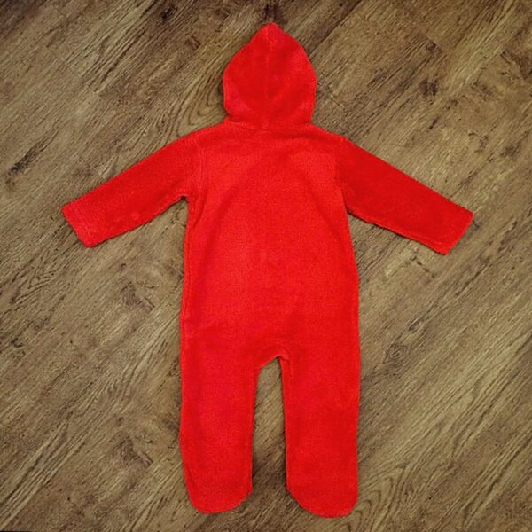 Size 1 Mango 'Cuddles' Red Coral Fleece Hooded Sleepsuit EUC - Image 3