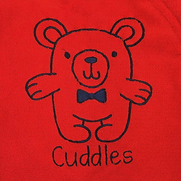 Size 1 Mango 'Cuddles' Red Coral Fleece Hooded Sleepsuit EUC - Image 4