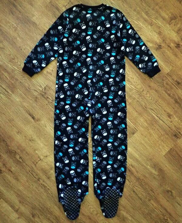 Size 10 Neon 'Skull & Crossbones' Polar Fleece Sleepsuit EUC - Image 3