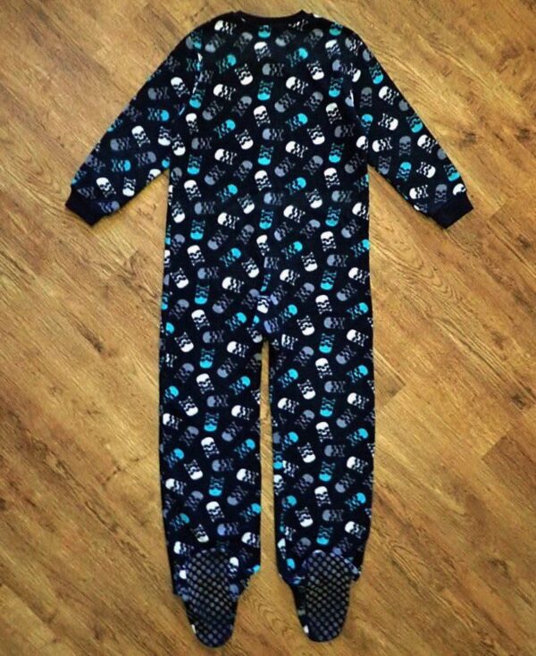 Size 10 Neon 'Skull & Crossbones' Polar Fleece Sleepsuit EUC - Image 3