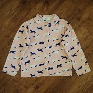 Size 12 Kids & Co 'Horses' Flannelette Sleep Jacket EUC