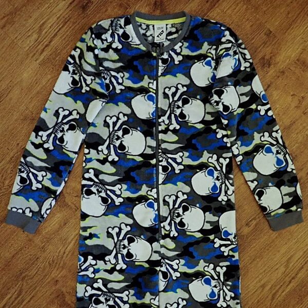 Size 14 Tilt Coral Fleece 'Skull & Crossbones' Sleepsuit EUC