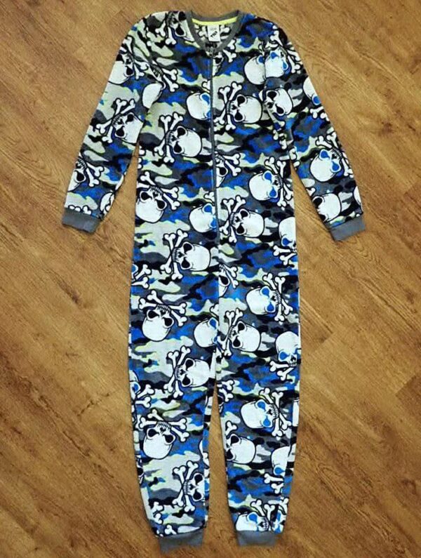 Size 14 Tilt Coral Fleece 'Skull & Crossbones' Sleepsuit EUC - Image 2