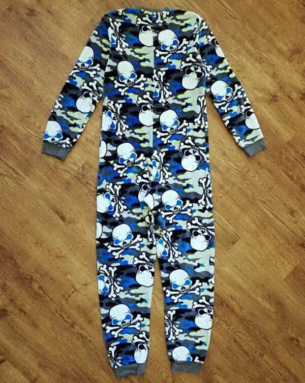 Size 14 Tilt Coral Fleece 'Skull & Crossbones' Sleepsuit EUC - Image 3