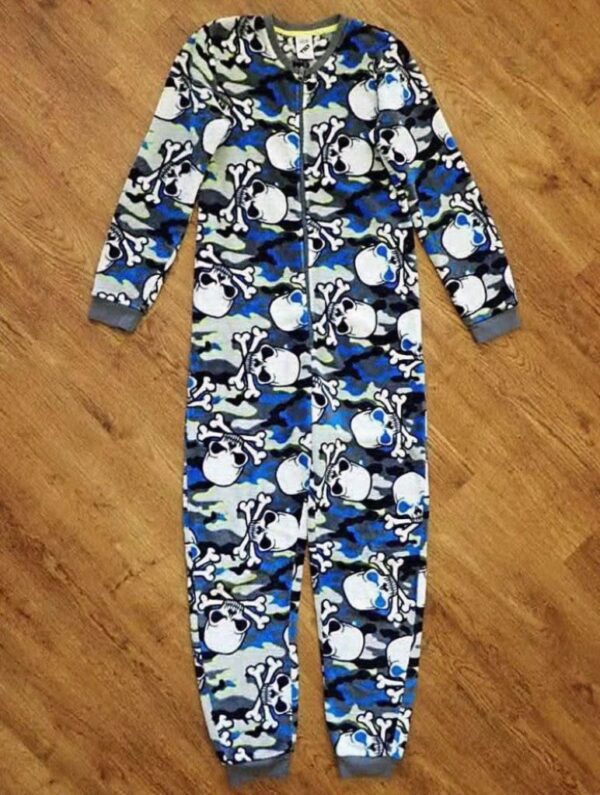 Size 14 Tilt Coral Fleece 'Skull & Crossbones' Sleepsuit EUC - Image 2