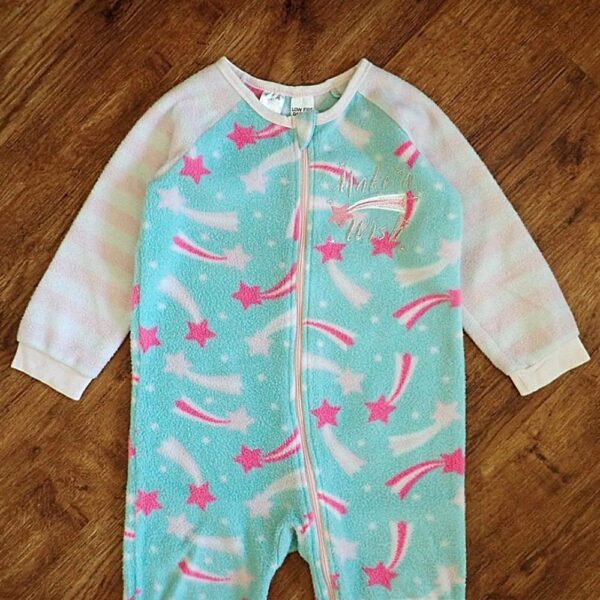 Size 3 Baby Berry 'Make a Wish' Polar Fleece Sleepsuit EUC