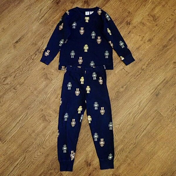 Size 5 Target Organic Cotton 'Robot' Pyjama Set EUC - Image 2
