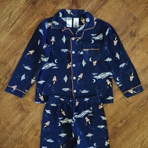 Size 6 Anko Navy 'Spaceship' Flannelette Pyjamas EUC