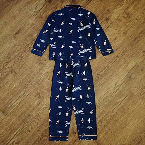 Size 6 Anko Navy 'Spaceship' Flannelette Pyjamas EUC - Image 3