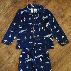Size 6 Anko Navy 'Spaceship' Flannelette Pyjamas EUC