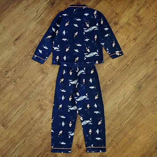 Size 6 Anko Navy 'Spaceship' Flannelette Pyjamas EUC - Image 3