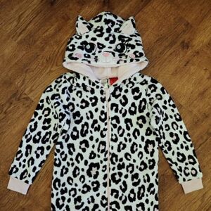 Size 8 Brilliant Basics Coral Fleece 'Leopard' Sleepsuit EUC