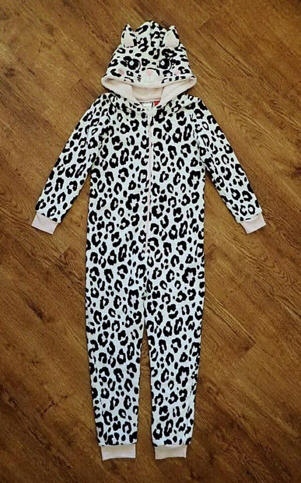 Size 8 Brilliant Basics Coral Fleece 'Leopard' Sleepsuit EUC - Image 2