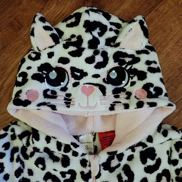 Size 8 Brilliant Basics Coral Fleece 'Leopard' Sleepsuit EUC - Image 4