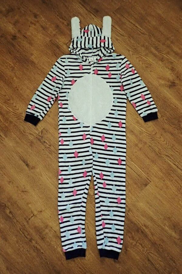 Size 8 Kids & Co Coral Fleece Hooded Sleepsuit EUC - Image 2