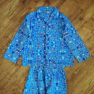 Size 8 Lily & Dan Blue 'Robot' Flannelette Pyjamas EUC