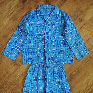 Size 8 Lily & Dan Blue 'Robot' Flannelette Pyjamas EUC