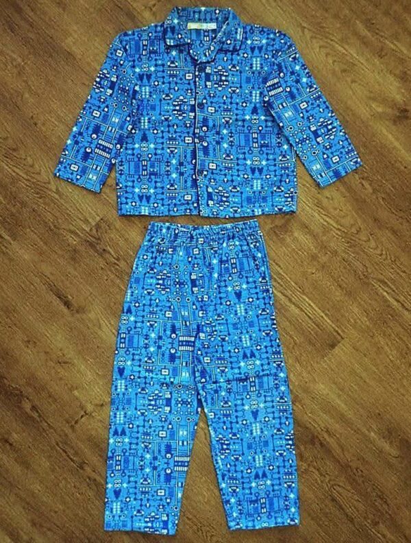 Size 8 Lily & Dan Blue 'Robot' Flannelette Pyjamas EUC - Image 2