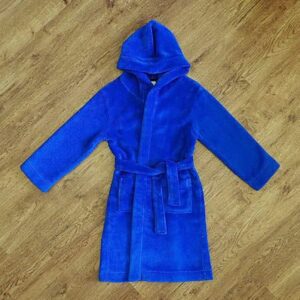 Size 7 All Sorts Cobalt Blue Hooded Dressing Gown EUC