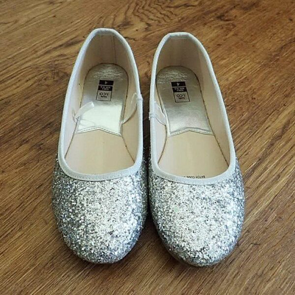 EU37 / UK4 / 23cm Kids & Co Sparkly Silver Ballet Flats NWOT