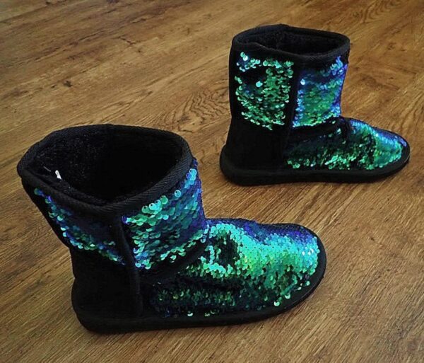 EU37 / UK4.5 / 23.5cm Clothing & Co Sequined Boot Slippers NOS - Image 2