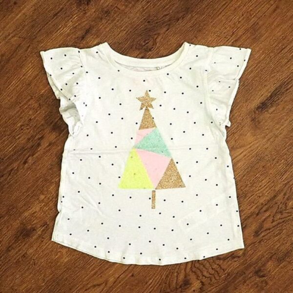 Size 4 Cotton On Kids Sequined Christmas Tree Tee EUC