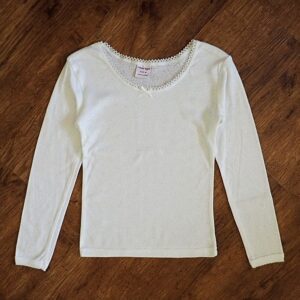 Size 8 Mango White Long Sleeve Thermal Top EUC