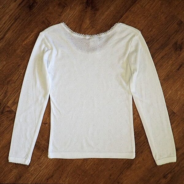 Size 8 Mango White Long Sleeve Thermal Top EUC - Image 2