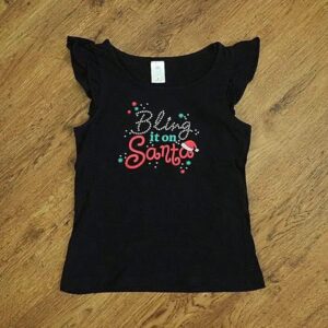 Size 9 Target 'Bling it on Santa' Black Christmas Tee EUC