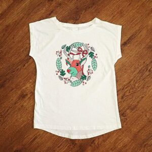Size 9 Target 'Reindeer' White Christmas Tee EUC