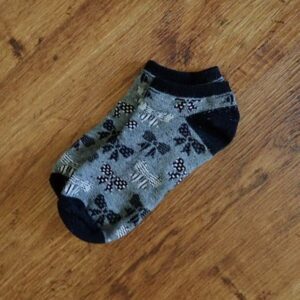 Size 013/3 (7/9yrs) Grey & Black 'Pretty Bows' Ankle Socks EUC