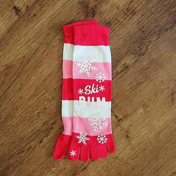 Size 013/3 (7/9yrs) 'Ski Bum' Block-Striped Toe Socks EUC