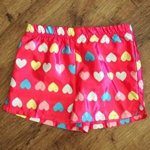 Size 3 Barbie Pink 'Loveheart' Satin Boxer Shorts EUC