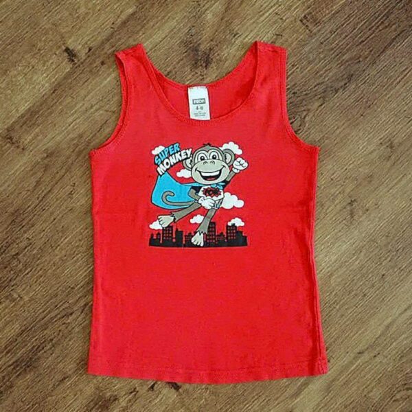 Size 4/6 Neon 'Super Monkey' Red Singlet IUC