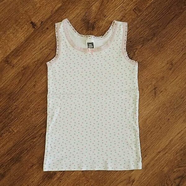 Size 6/8 Kids & Co White Patterned Singlet Top EUC
