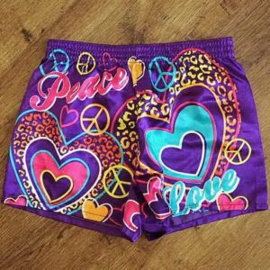 Size 6/8 Neon Purple 'Peace' Boxer Shorts EUC