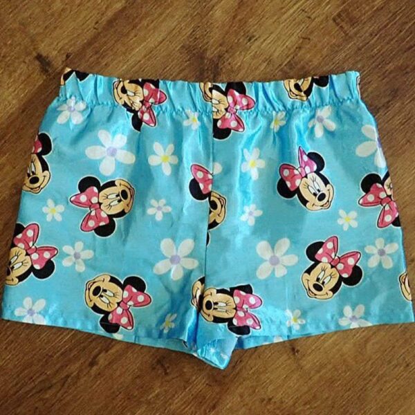 Size 8 Disney Minnie Mouse Blue Satin Boxer Shorts EUC