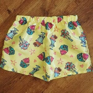 Size 8 Shopkins Yellow Satin Boxer Shorts EUC