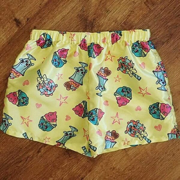 Size 8 Shopkins Yellow Satin Boxer Shorts EUC