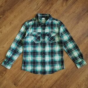 Size 12 Urban Supply Green & White Plaid Flannelette Shirt EUC