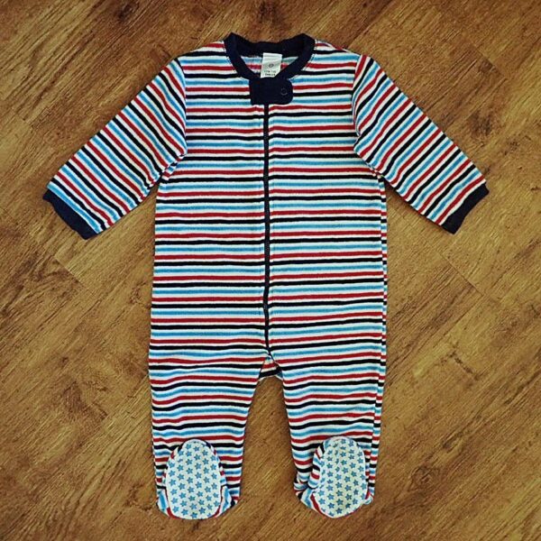 Size 1 Target Polar Fleece Block-Striped Sleepsuit EUC - Image 2
