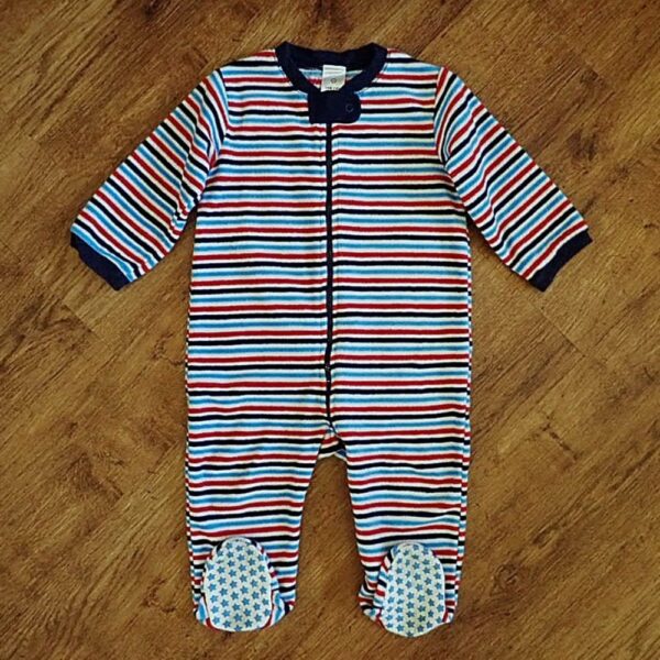 Size 1 Target Polar Fleece Block-Striped Sleepsuit EUC - Image 2