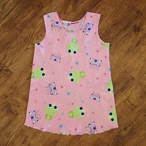 Size 3 'Frog Prince' Pink Satin Sleeveless Nightie EUC