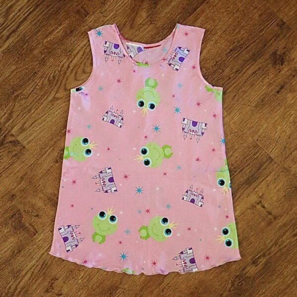 Size 3 'Frog Prince' Pink Satin Sleeveless Nightie EUC