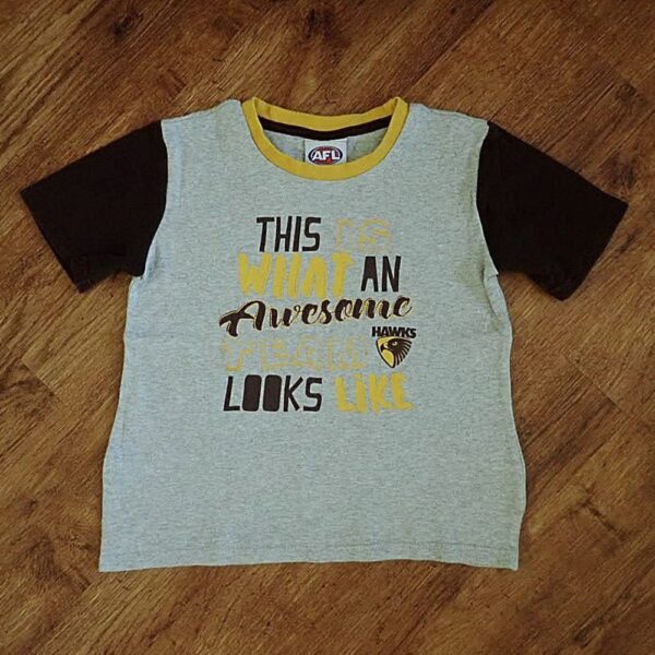 Size 6 AFL Hawthorn 'Awesome Team' Tee EUC