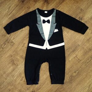 Size 1/2 Black & White Printed Tuxedo Jumpsuit NOS